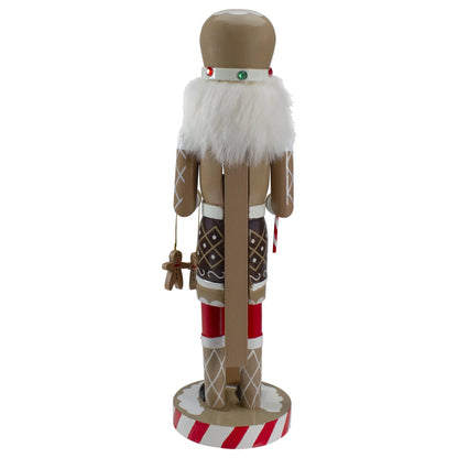 14” Wooden Christmas Nutcracker Gingerbread Chef - Beige and Red