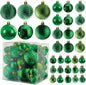 36-Piece Green Shatterproof Christmas Ball Ornaments | 3 Sizes & 6 Styles for Tree, Wreaths & Party Decor