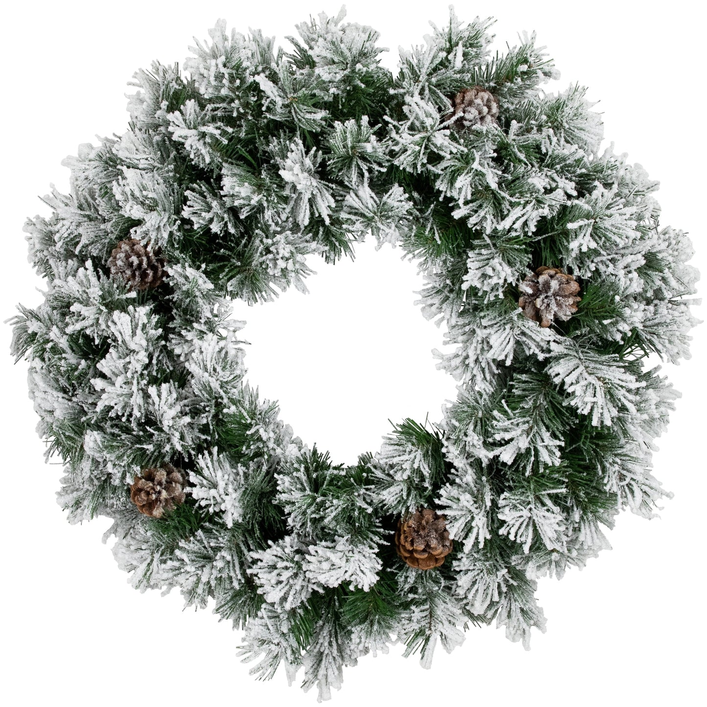 24” Unlit Flocked Angel Pine Christmas Wreath with Pine Cones - Indoor/Outdoor