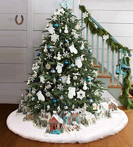 48-Inch Plush Faux Fur Christmas Tree Skirt | Soft & Elegant Holiday Decoration for Home & Party