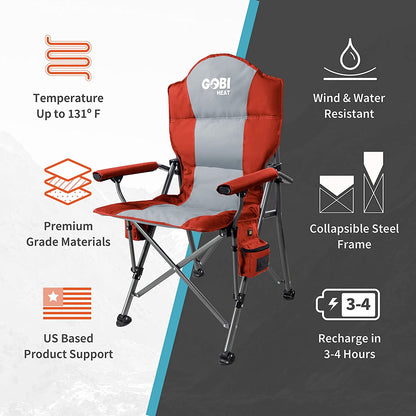 Portable Heated Camping Chair - Terrain Edition | 3-Level Warmth, Lightweight & Foldable (Flare)