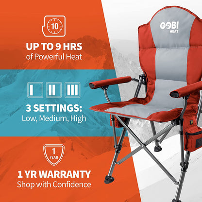 Portable Heated Camping Chair - Terrain Edition | 3-Level Warmth, Lightweight & Foldable (Flare)