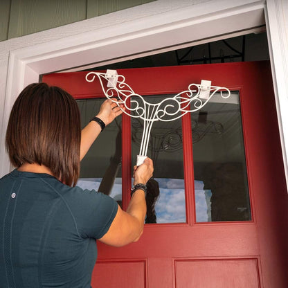 Adjustable Antler Wreath Hanger - Heavy Duty Cast Iron for Front Doors (White)