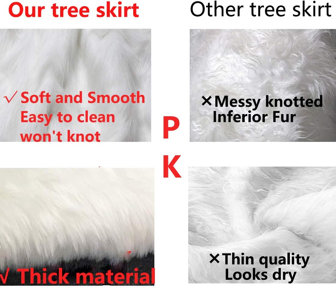 48-Inch Plush Faux Fur Christmas Tree Skirt | Soft & Elegant Holiday Decoration for Home & Party