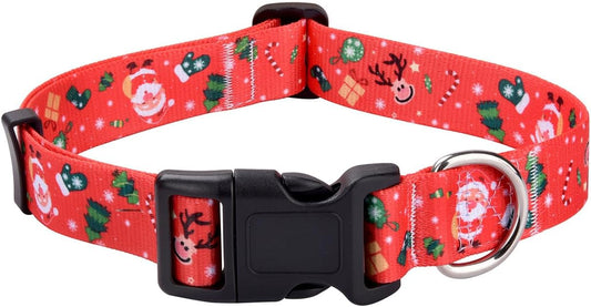 Adjustable Christmas Dog Collar - Festive Collar for Small, Medium, and Large Dogs (Size S, Christmas Theme)