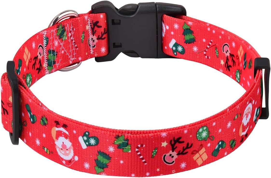 Adjustable Christmas Dog Collar - Festive Collar for Small, Medium, and Large Dogs (Size S, Christmas Theme)