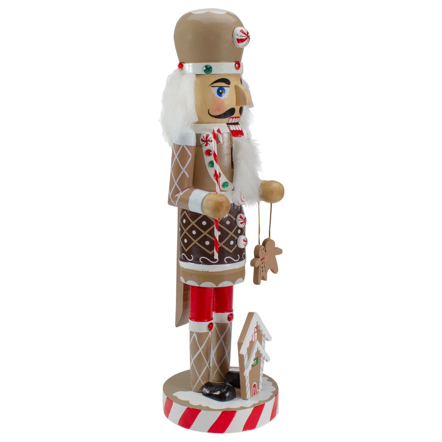 14” Wooden Christmas Nutcracker Gingerbread Chef - Beige and Red