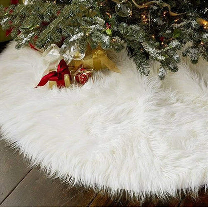 48-Inch Plush Faux Fur Christmas Tree Skirt | Soft & Elegant Holiday Decoration for Home & Party