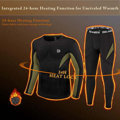 Men's Fleece-Lined Thermal Underwear Set - Warm Performance Base Layer for Winter