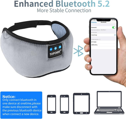 Wireless Sleep Mask Headphones with Bluetooth 5.3 | 3-in-1 Light Blocking, White Noise, and Timer for Travel, Meditation, Nap