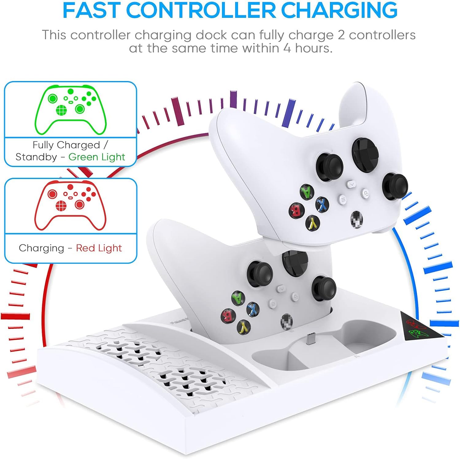 Cooling Stand and Charger Dock for Xbox Series S | Vertical Dual Fan with 2x 1400mAh Rechargeable Batteries & Headphone Holder