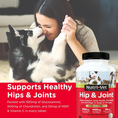 Advanced Hip & Joint Chewable Tablets for Dogs | Glucosamine & Chondroitin for Cartilage Support & Mobility – 300 Tablets