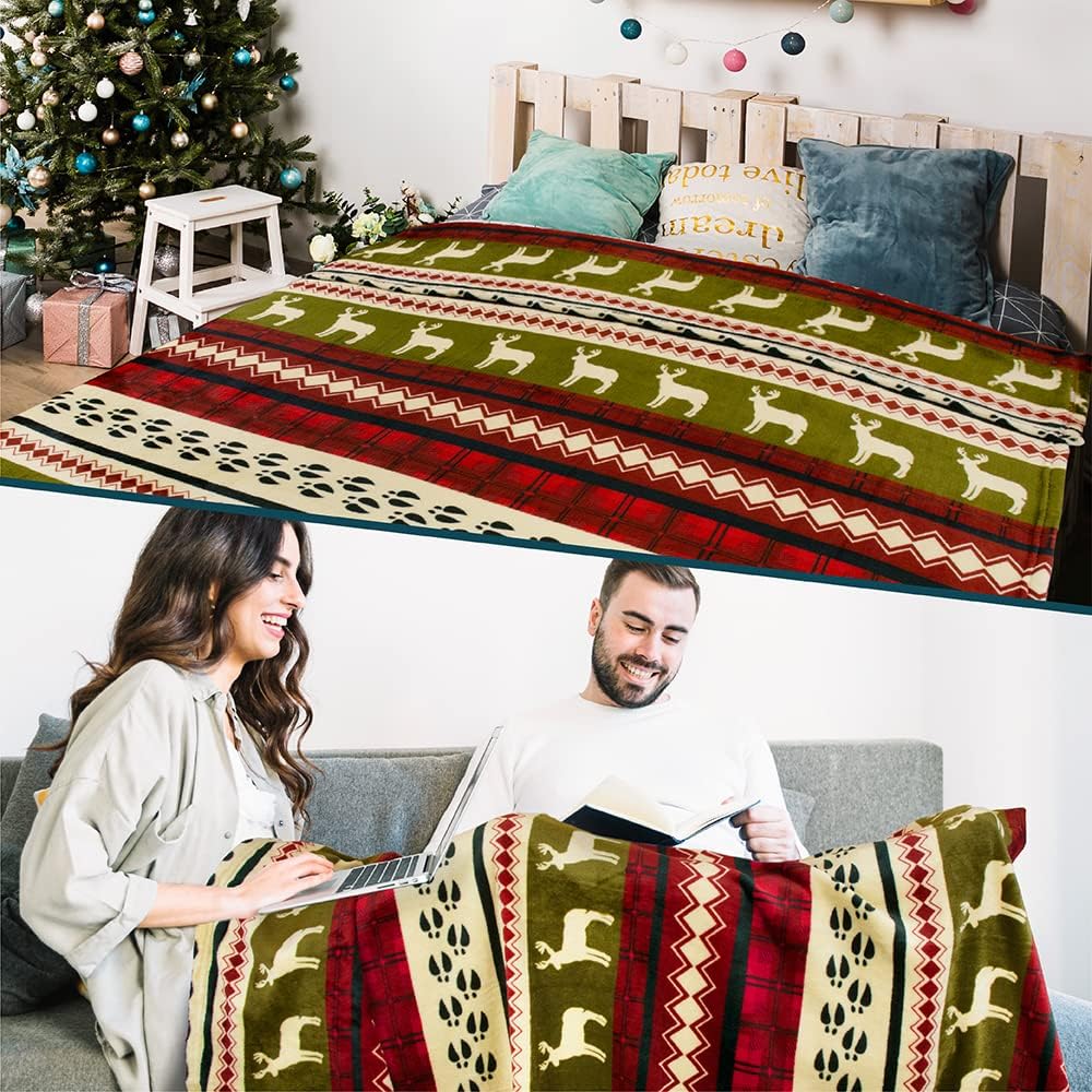 Red Christmas Fleece Throw Blanket – Soft, Plush & Warm Holiday Cabin Decor (50x60)