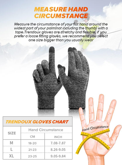 Unisex Winter Touchscreen Gloves - Warm, Non-Slip, Stretchy Knit with Elastic Cuff for Men & Women