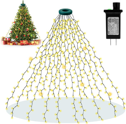 400 LED Christmas Tree Lights | 6.6FT x 16 Drops, 8 Modes with Memory & Timer, Indoor/Outdoor Warm White