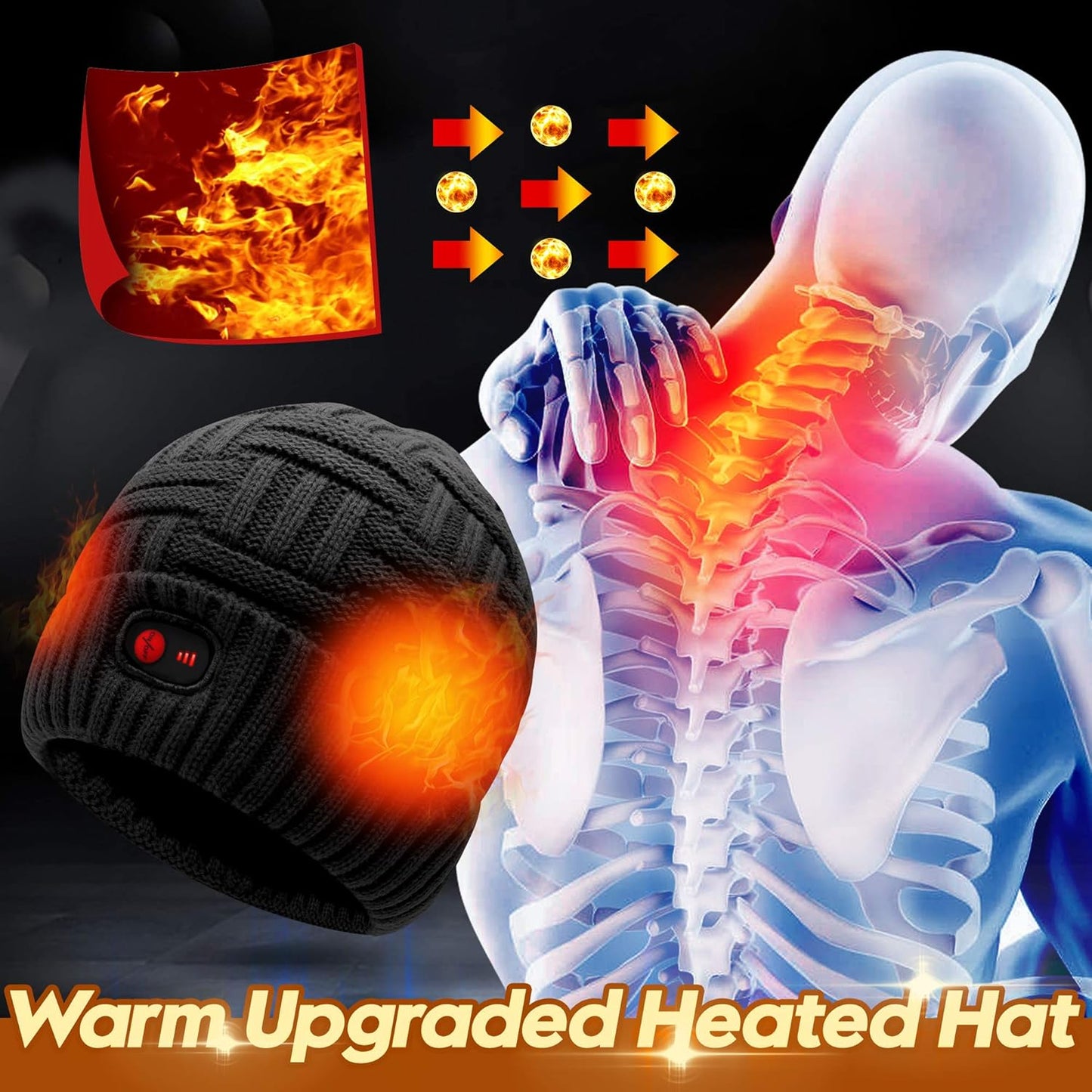 Rechargeable Heated Winter Hat – 7.4V Battery-Powered Warm Beanie for Men & Women, 3 Heat Settings, Fleece-Lined for Outdoor Activities