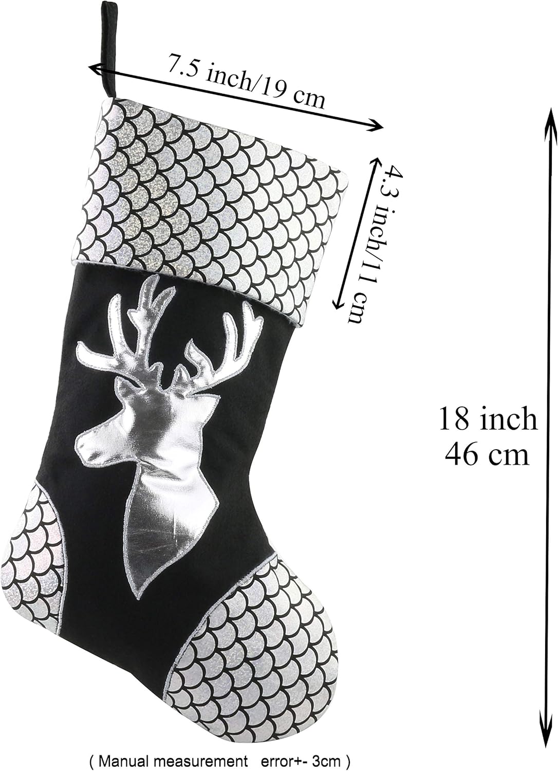 18'' Luxury Gold Christmas Stockings – Set of 3 with Santa, Snowman & Reindeer for Kids & Family