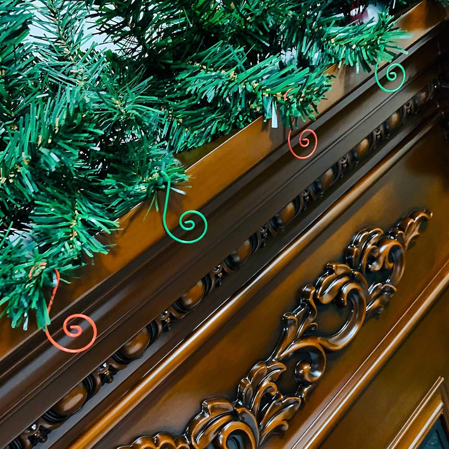 120-Pack Green Christmas Ornament Hooks | Easy-to-Hang Tree Hangers with Decorative Swirl Design