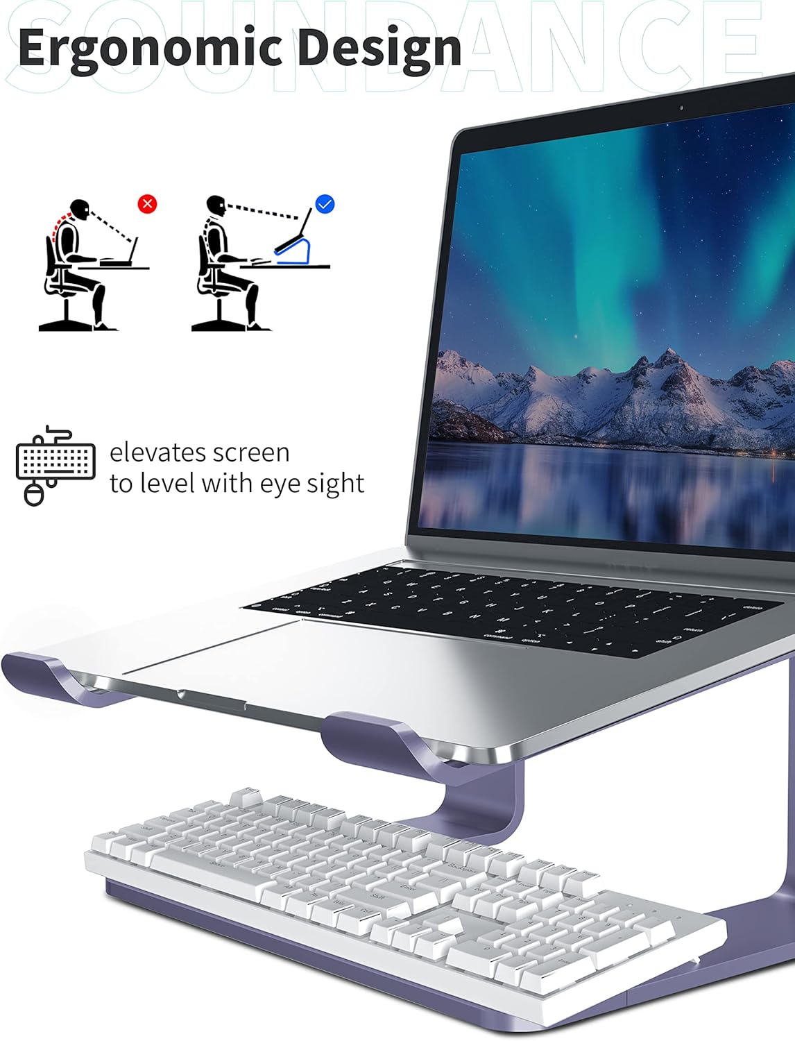 Ergonomic Aluminum Laptop Stand | Adjustable Riser for 10-15.6 Inch Laptops