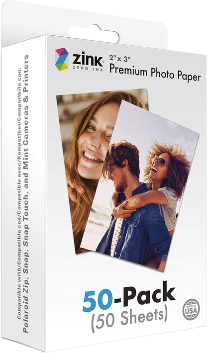 Premium Instant 2"x3" Photo Paper (50 Sheets) for Polaroid Snap, Zip & Mint