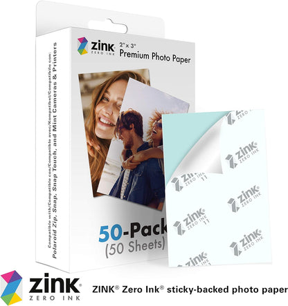 Premium Instant 2"x3" Photo Paper (50 Sheets) for Polaroid Snap, Zip & Mint