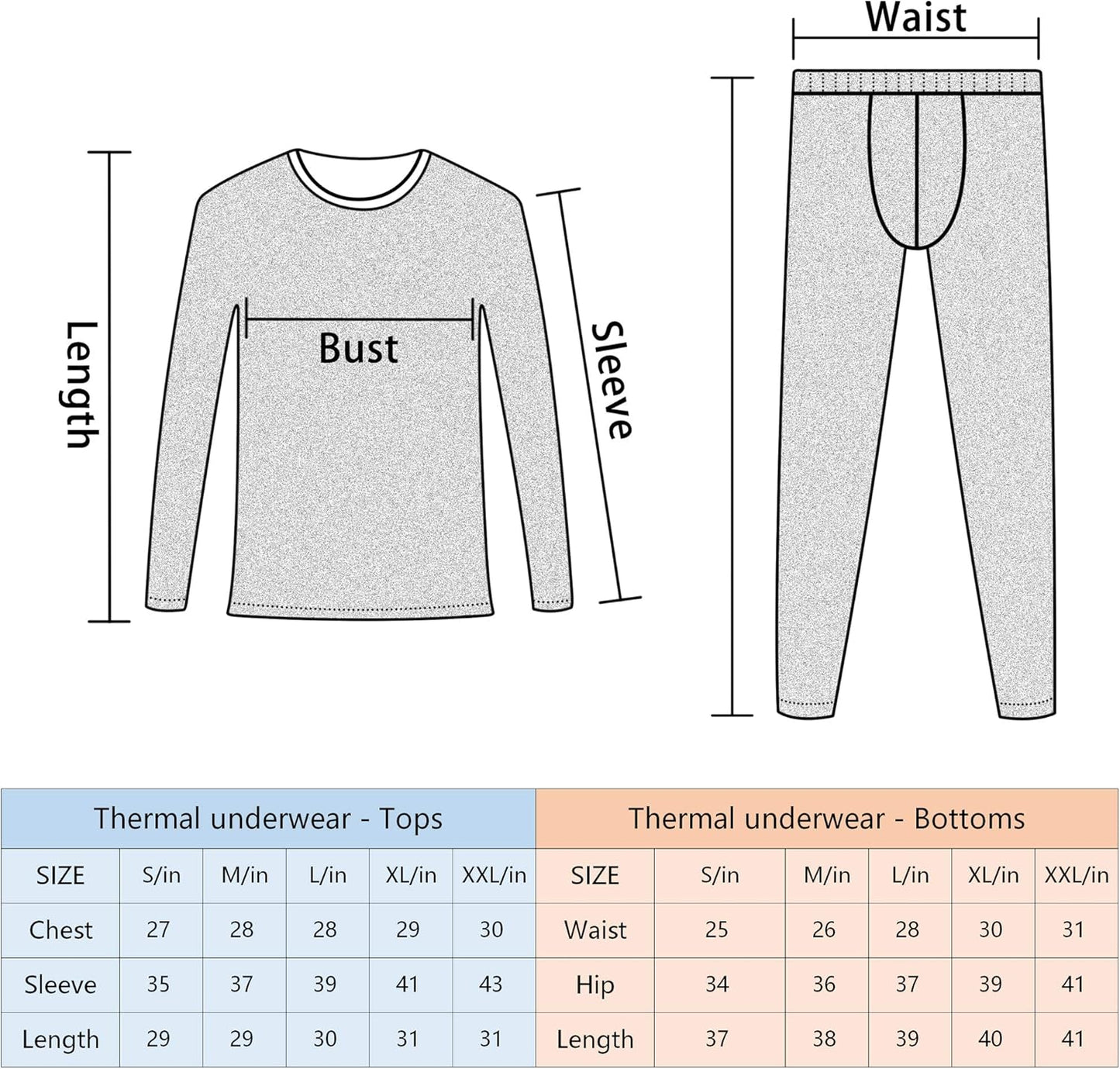 Men's Fleece-Lined Thermal Underwear Set - Warm Performance Base Layer for Winter