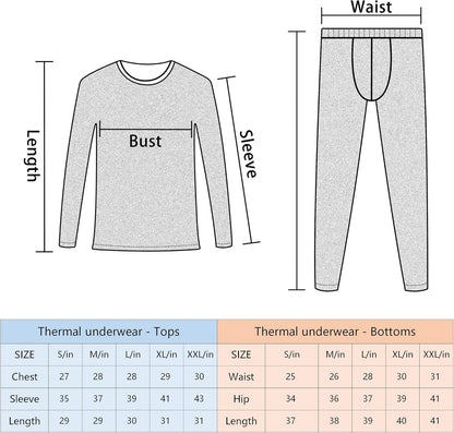 Men's Fleece-Lined Thermal Underwear Set - Warm Performance Base Layer for Winter