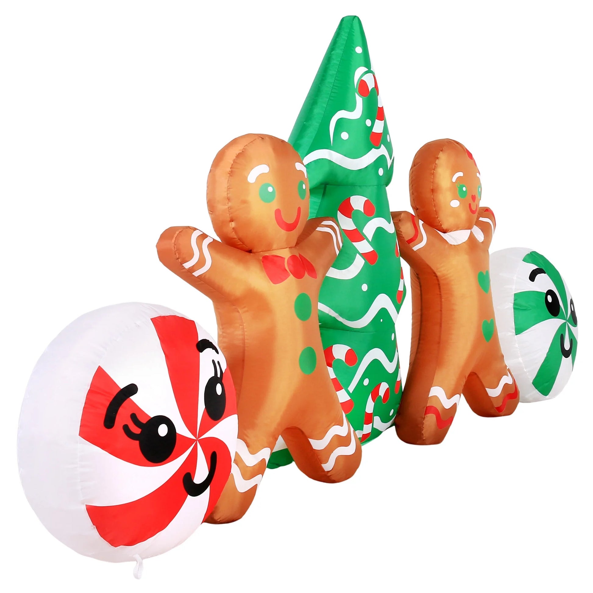 8FT Christmas Gingerbread Couple Scene Inflatable with LED Lights - Indoor/Outdoor Holiday Decor