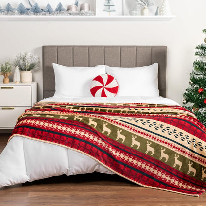 Red Christmas Fleece Throw Blanket – Soft, Plush & Warm Holiday Cabin Decor (50x60)