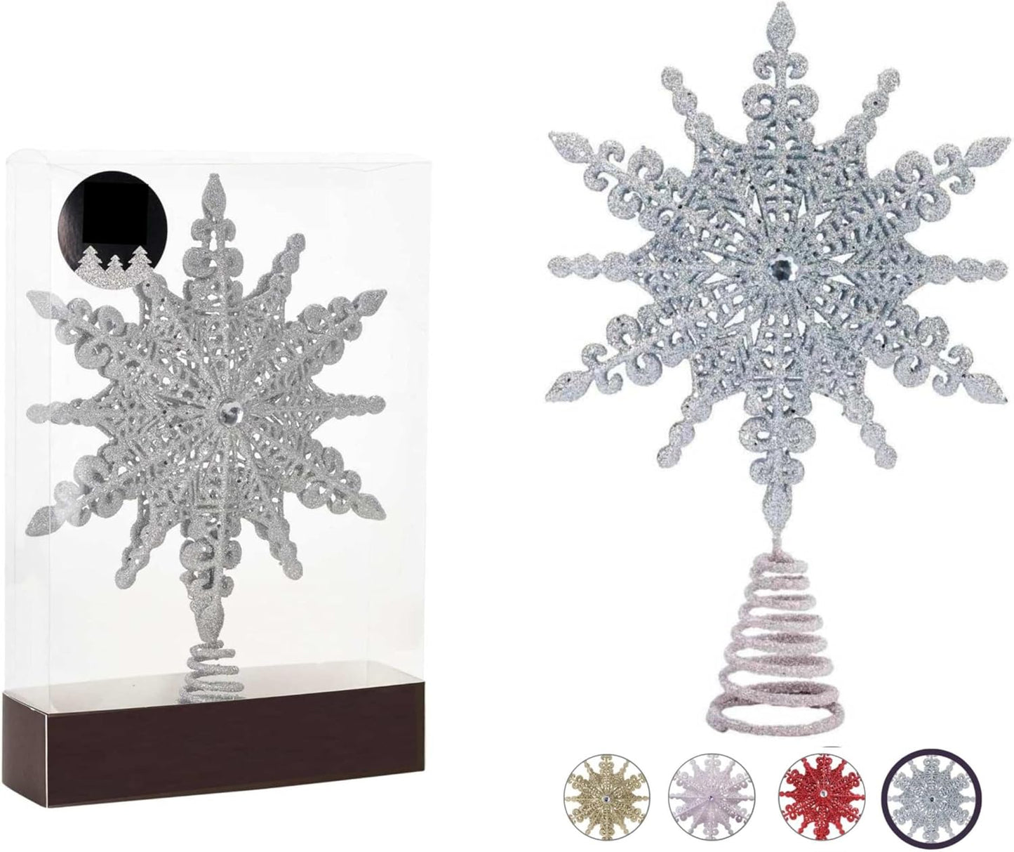 8" Silver Glitter Christmas Star Tree Topper - Elegant Home Décor Ornament