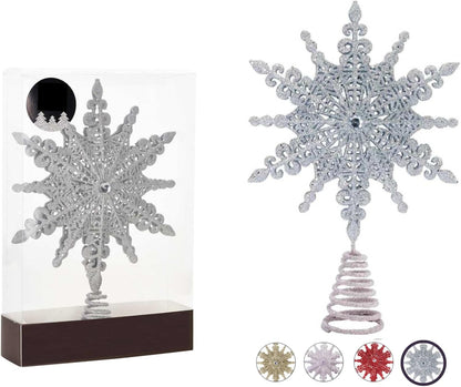 8" Silver Glitter Christmas Star Tree Topper - Elegant Home Décor Ornament