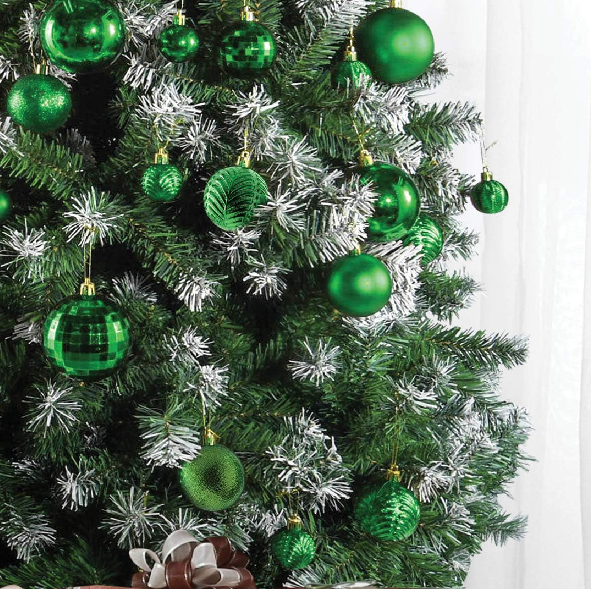 36-Piece Green Shatterproof Christmas Ball Ornaments | 3 Sizes & 6 Styles for Tree, Wreaths & Party Decor