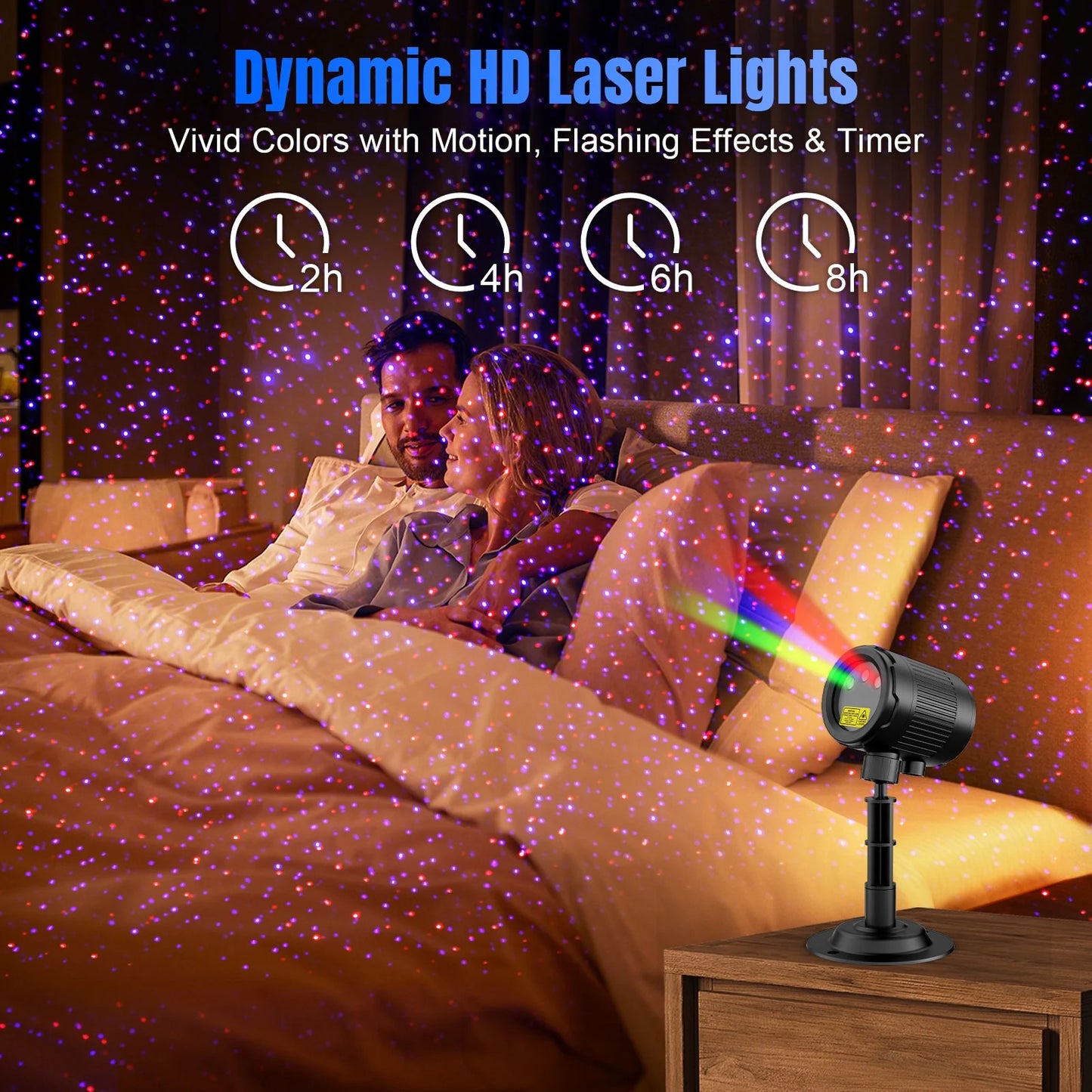 5FT RGB Laser Christmas Projector Lights - Outdoor Firefly Show with Remote, Waterproof