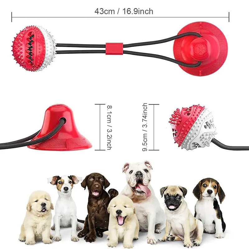 Durable Dog Chew Ball with Suction Cup | Multifunctional Food Dispensing & Teeth-Cleaning Toy