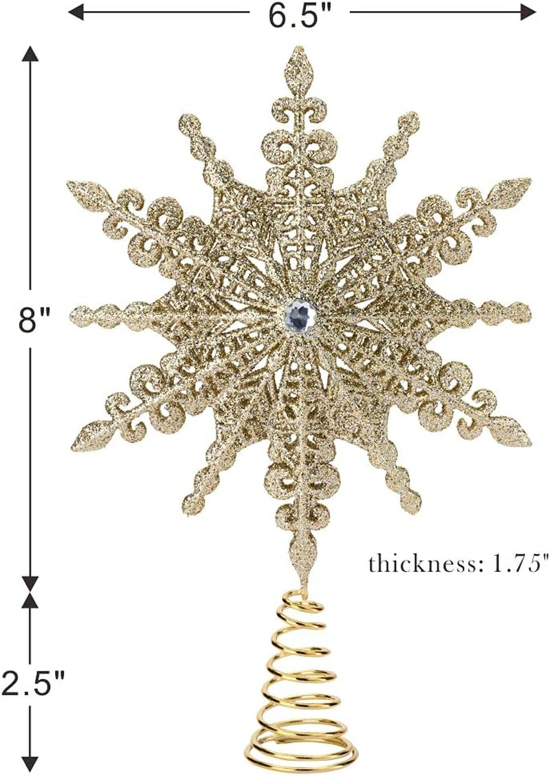 8" Gold Glitter Christmas Star Tree Topper - Festive Home Décor Ornament