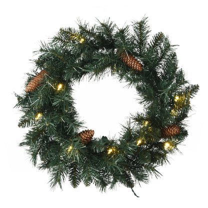 5-Piece Pre-Lit Christmas Entryway Set with Warm White LED Lights - Trees, Wreath & Garlands