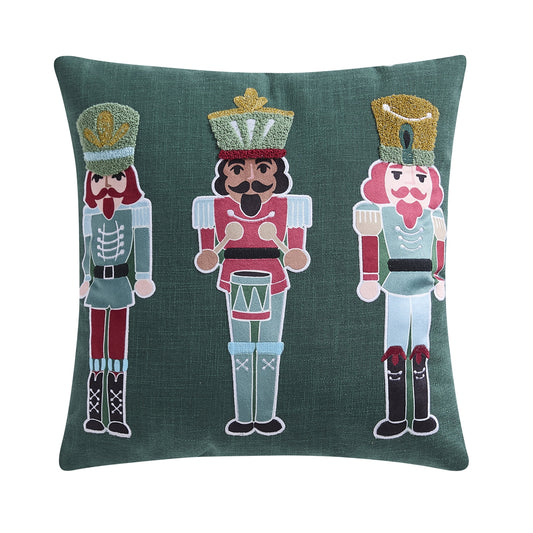 18" x 18" Multicolor Nutcracker Decorative Christmas Pillow