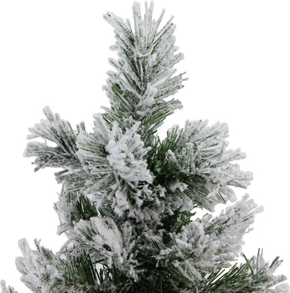 18” Flocked Pine Artificial Christmas Tree with Burlap Base - White Winter Decor