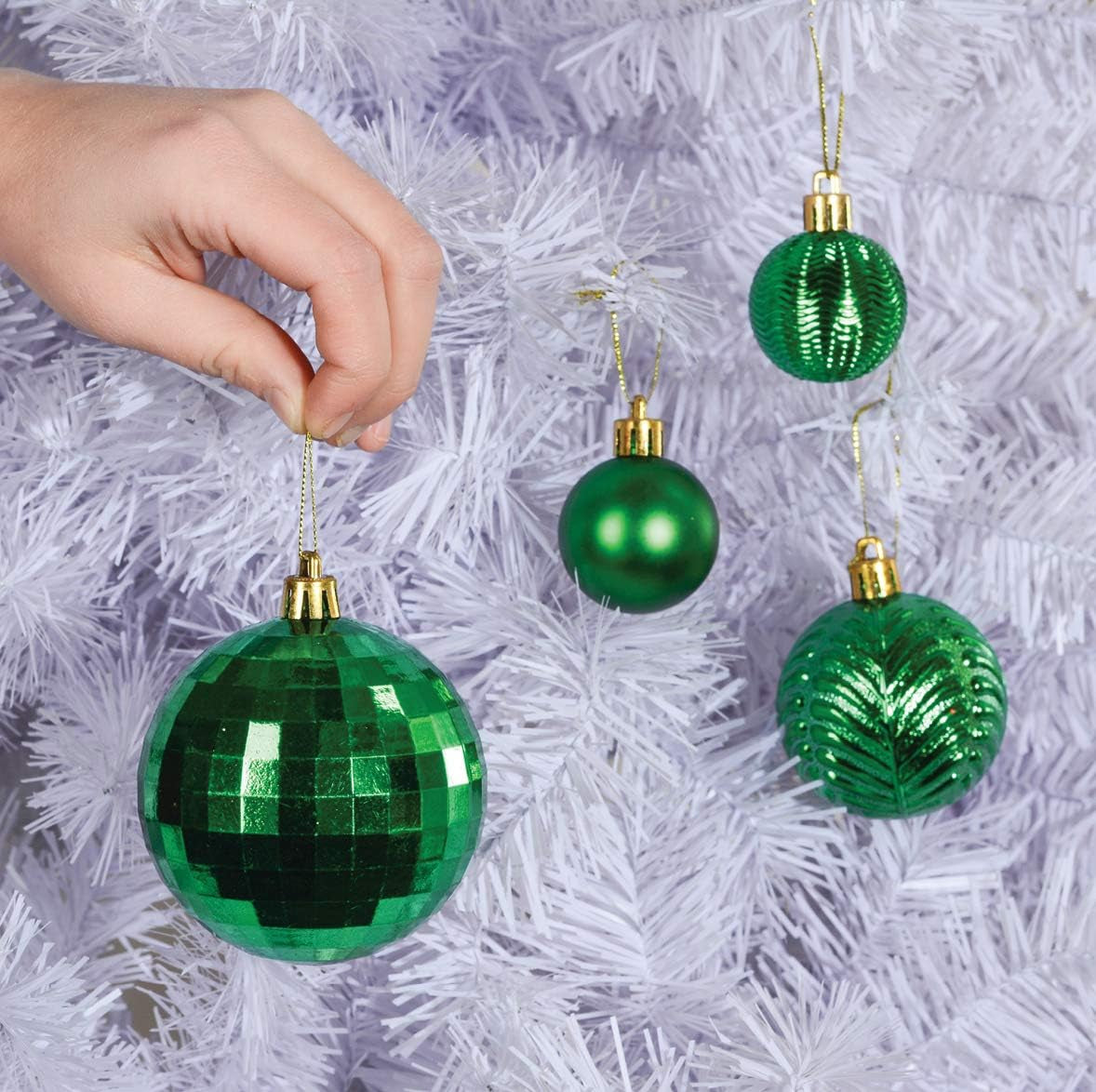 36-Piece Green Shatterproof Christmas Ball Ornaments | 3 Sizes & 6 Styles for Tree, Wreaths & Party Decor