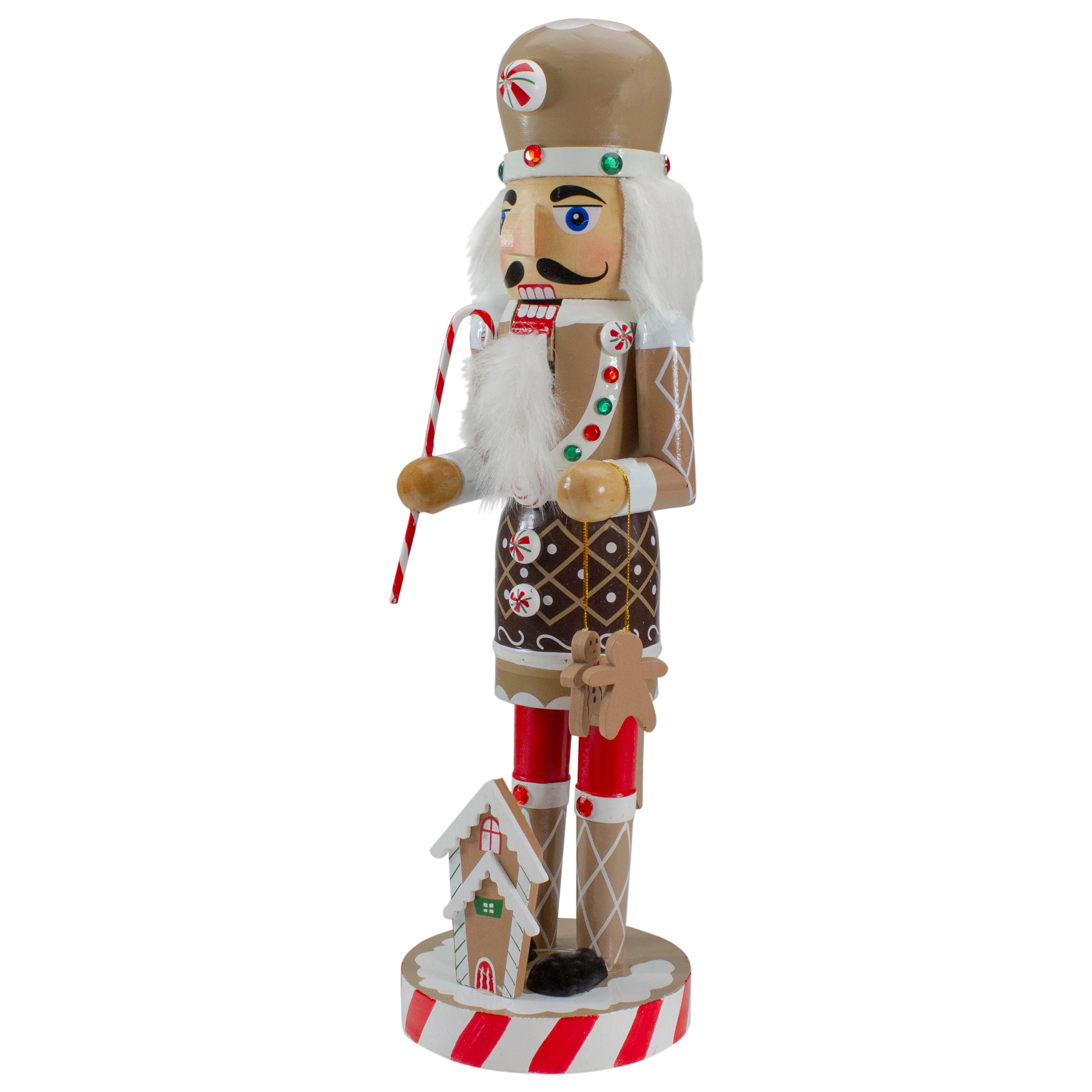 14” Wooden Christmas Nutcracker Gingerbread Chef - Beige and Red