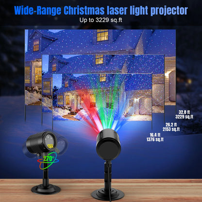 5FT RGB Laser Christmas Projector Lights - Outdoor Firefly Show with Remote, Waterproof