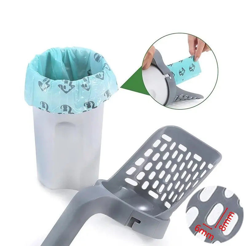 Portable Cat Litter Scoop with Trash Bags | Summer-Ready Shovel & 4 Rolls of Eco-Friendly Waste Bags