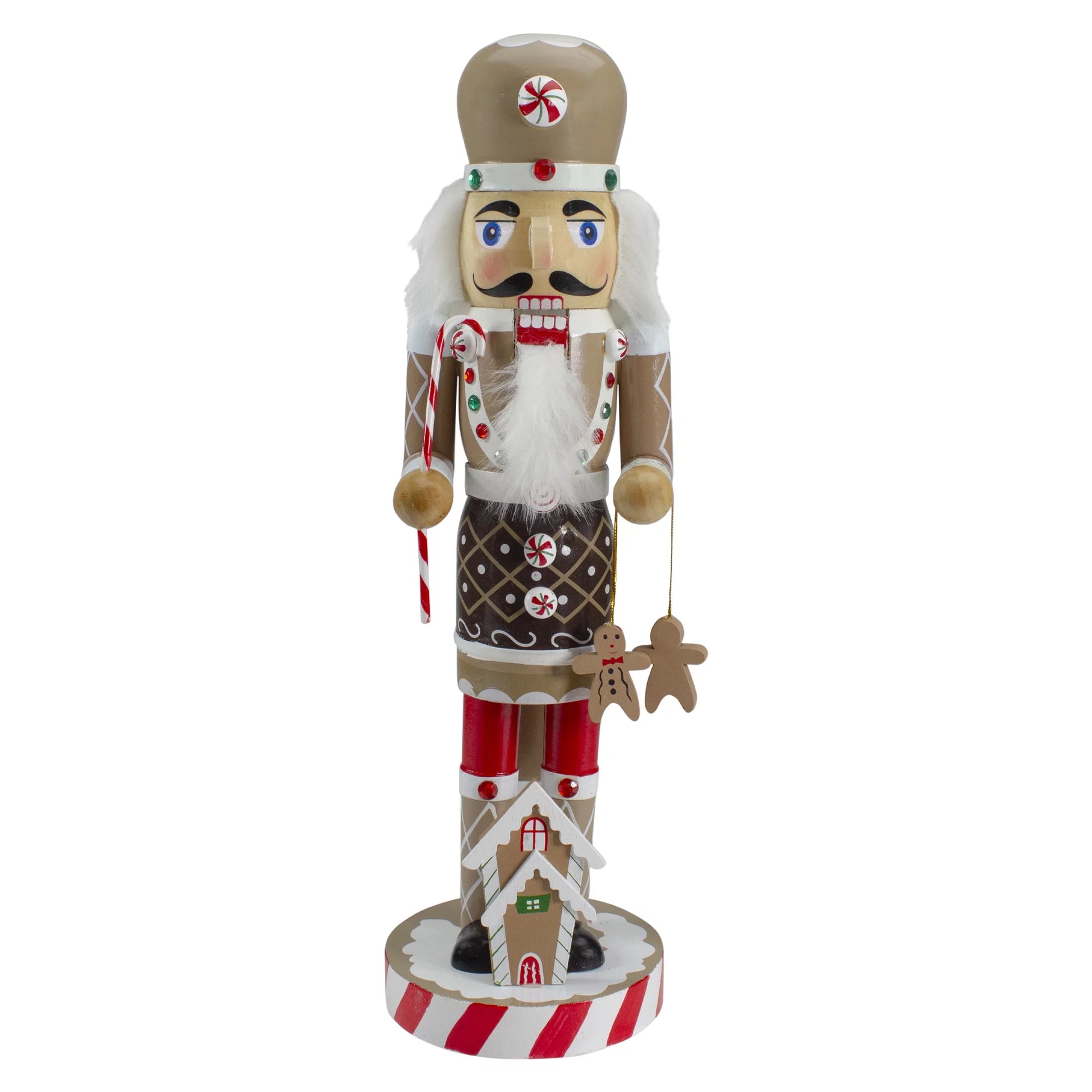 14” Wooden Christmas Nutcracker Gingerbread Chef - Beige and Red