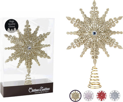 8" Gold Glitter Christmas Star Tree Topper - Festive Home Décor Ornament