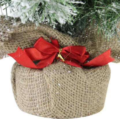 18” Flocked Pine Artificial Christmas Tree with Burlap Base - White Winter Decor