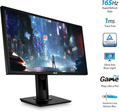 ASUS VG248QG 24" G-SYNC Gaming Monitor | 165Hz, 1080P, 0.5ms, Eye Care, DP/HDMI/DVI - Black